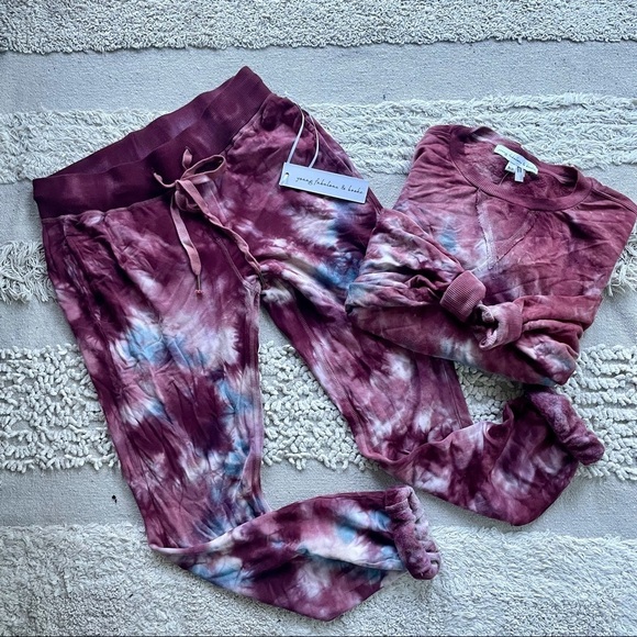 NWT Coord set Young Fabulous & Broke RED Tie Dye  Jogger Set - XS - Picture 2 of 15